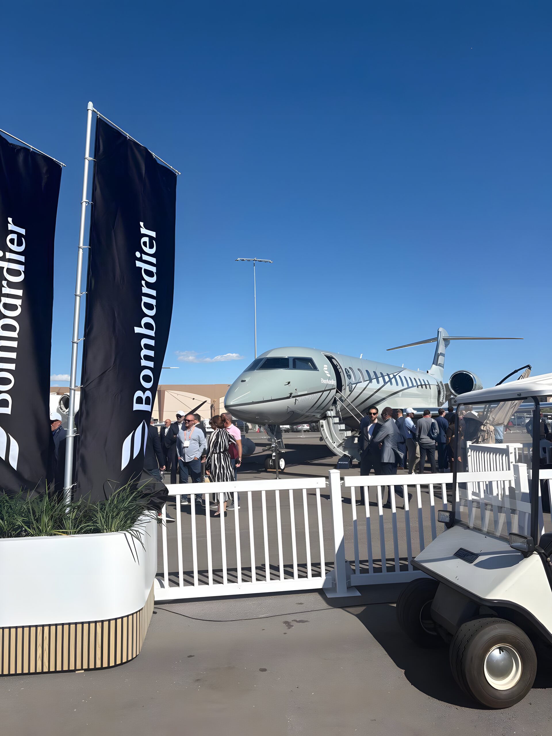 Bombardier business jet at aviation expo